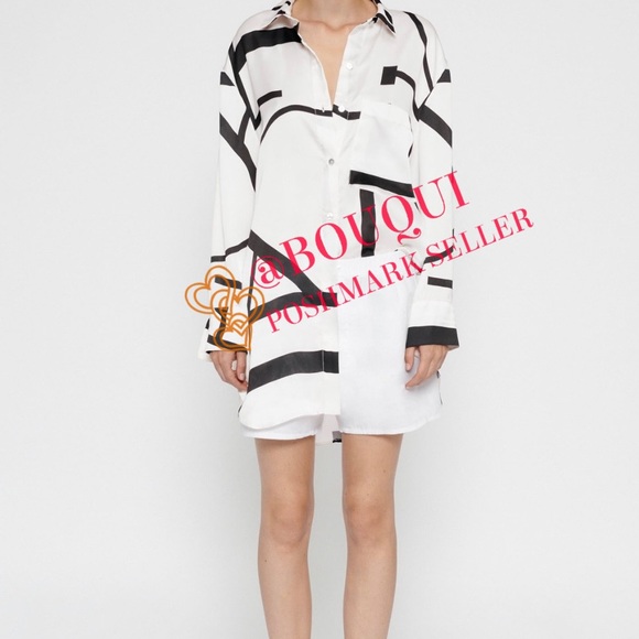 BLOGGERS FAV ZARA GEOMETRIC PRINTED LONG SLEEVES SHIRT - Picture 13 of 14